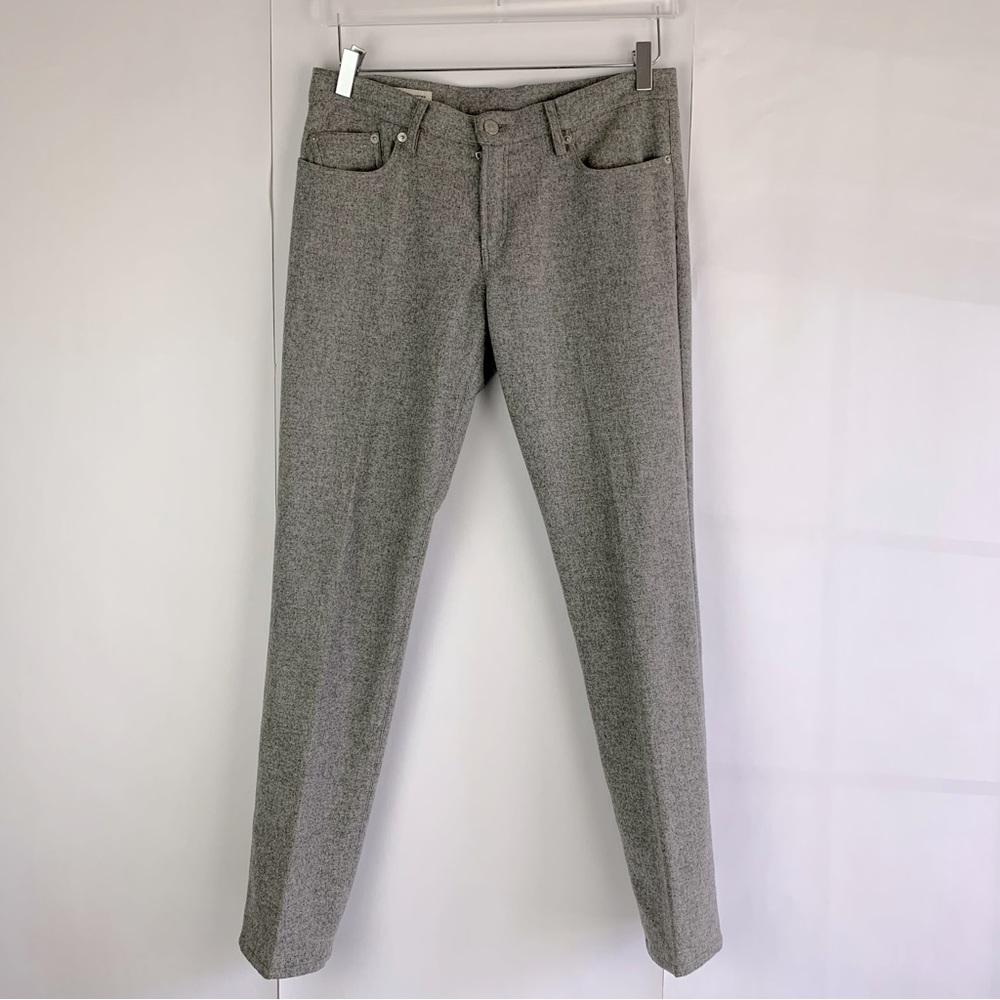 Dries Van Noten Fitted Wool Pants Slim leg Light grey